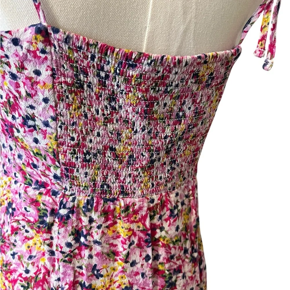 J.Crew Kauai Tie-Shoulder Midi Dress – Size 8 Pink Floral Print‎